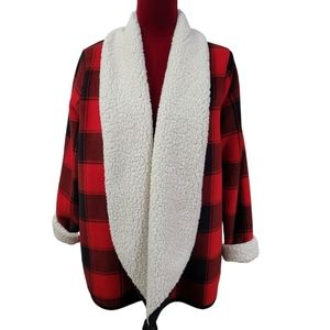 Sonoma Buffalo plaid open jacket with sherpa lining size XL